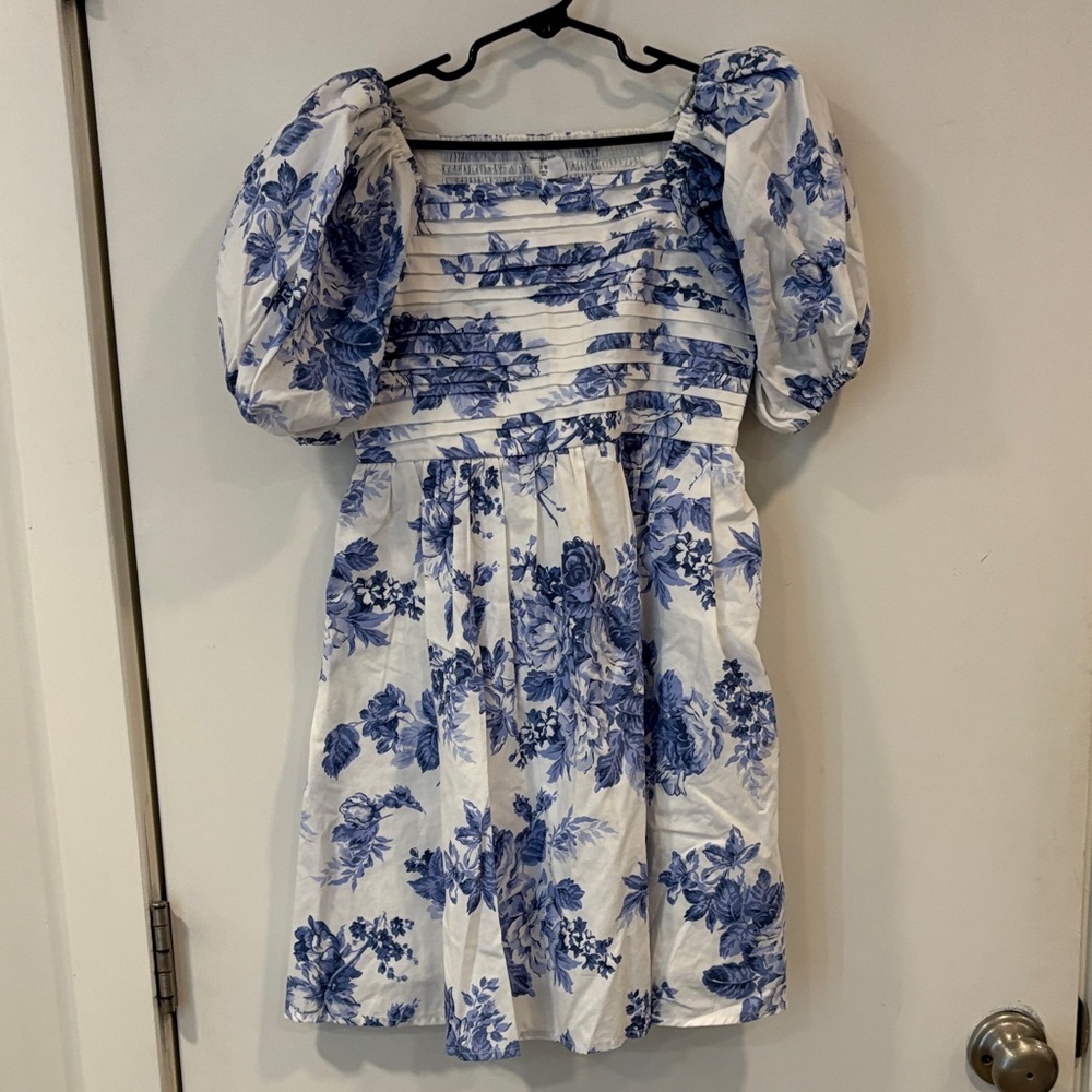 Abercrombie  kids Floral Blue and White Dress